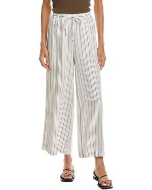 Max Studio Elastic Waist Wide Leg Linen-Blend Pant - White