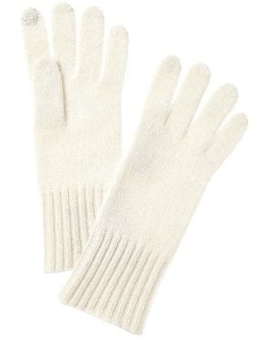Hannah Rose Lurex Cashmere Gloves - White