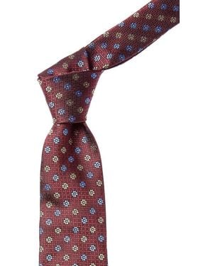 Canali Wine Flowers Silk Tie - Purple