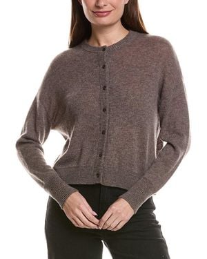 Hannah Rose Drop-Shoulder 100% Cashmere Cardigan - Gray