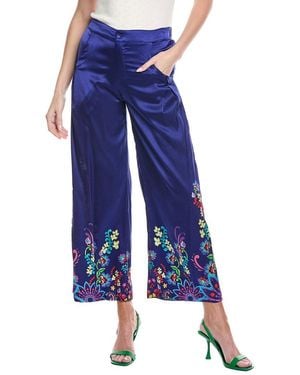 Johnny Was Lauchlen Silk-Blend Pant - Blue