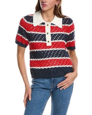 Design History Striped Polo Sweater - Red