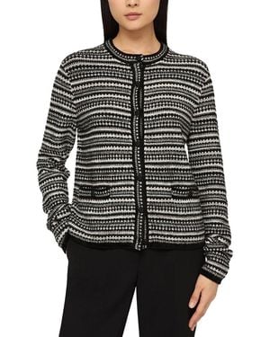 Lafayette 148 New York Plus Mixed Stitch Button Front Cardigan - Black