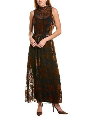 Julia Jordan Woven Burnout Velvet Dress - Brown