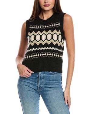 Isla Eliana Oversized Fairisle Cashmere Vest - Blue