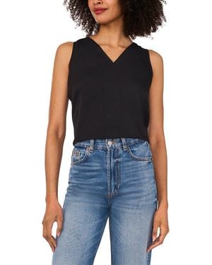 Vince Camuto V-neck Crossover Sleeveless Top - Black
