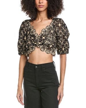 Sandro Embroidered Top - Black