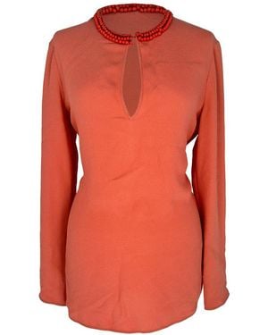 Gucci Beaded Neckline Blouse, Size It (Authentic Pre-Loved) - Orange