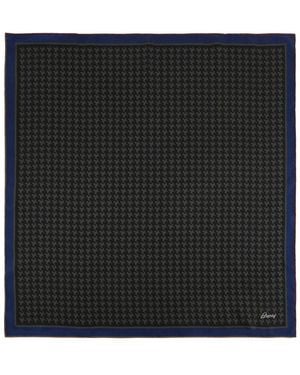 Brioni Houndstooth Silk Pocket Square - Black