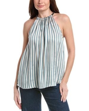 Brunello Cucinelli Silk-Blend Halter Blouse - Blue