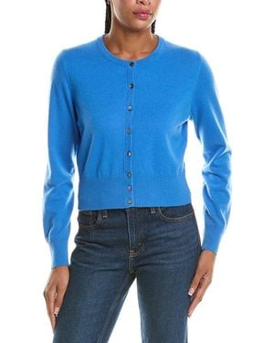 N.Peal Cashmere Ivy Cropped 100% Cashmere Cardigan - Blue