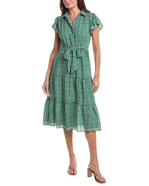 Max Studio Collar Midi Dress - Green