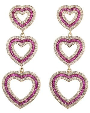 Eye Candy LA Luxe Collection Cz Tier Heart Drop Earrings - Pink