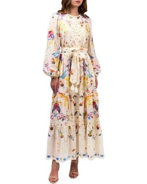 Marchesa Threadwork Voile Maxi Dress - White