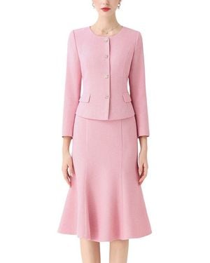 LEBRIN ATELIER 2Pc Cardigan & Skirt Set - Pink