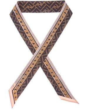 Fendi Wrappy Silk Neckbow - Brown