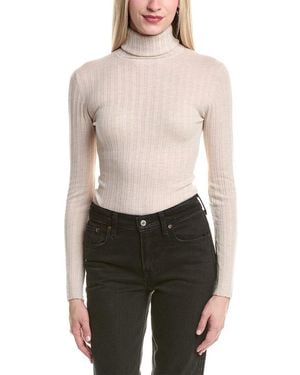 Autumn Cashmere Rib Turtleneck Cashmere Jumper - White