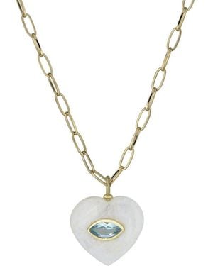 Rachel Reinhardt Jewelry 14K Plated Moonstone/ Topaz Necklace - Metallic