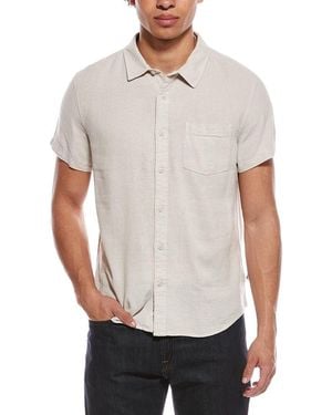 Vintage Summer Linen-Blend Button-Down Shirt - White