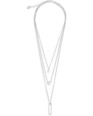Sterling Forever Rhodium Plated Geometric Multi Layer Necklace - Multicolour
