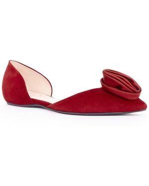 Roger Vivier Suede Rosette Flat (Authentic Pre-Loved) - Red