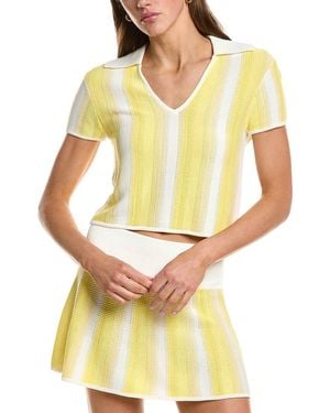 Rowing Blazers Knit Cropped Wool-Blend Polo Top - Yellow