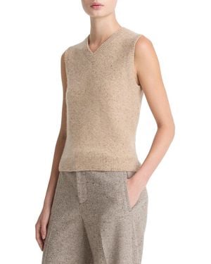 Vince Boiled Donegal Cashmere Vest - White