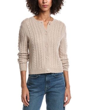 Forte Cable Wool & Cashmere-Blend Cardigan - Brown
