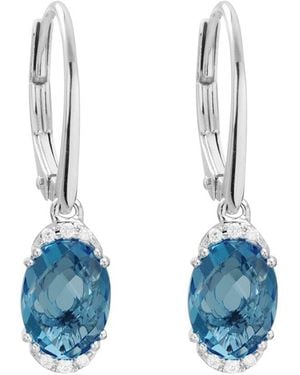 Diamond Select Cuts 14K Diamond .05 Ct. & 2.81 Ct. London Topaz Earrings - Blue