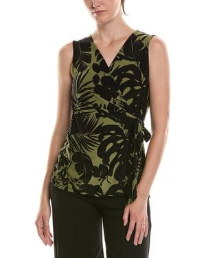 Anne Klein Printed Wrap Top - Green