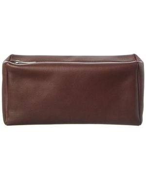 The Row Leather Clutch - Brown