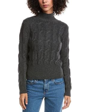 Forte Cable Wool & Cashmere-Blend Mock Neck Jumper - Black