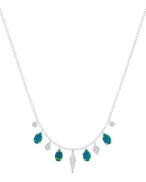 Meira T 14K 0.50 Ct. Tw. Diamond & Opal Necklace - White