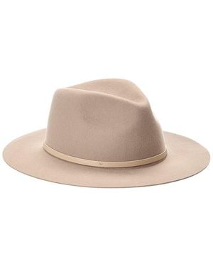 Rag & Bone City Felt Leather-Trim Wool Fedora - Natural