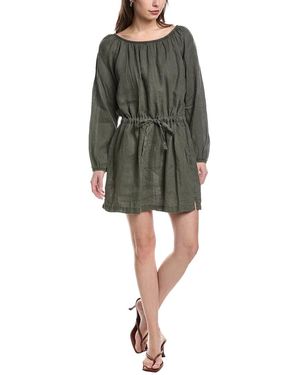 James Perse Gathered Linen Mini Dress - Green