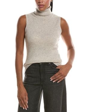 Forte Basic Sleeveless Turtleneck 100% Cashmere Jumper - Grey