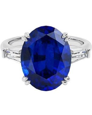 VOWE 14K 7.20 Ct. Tw. Lab-Grown Diamond & Lab-Grown Sapphire Ring - Blue