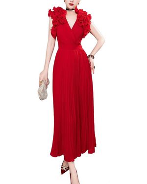 BURRYCO Solid Maxi Dress - Red