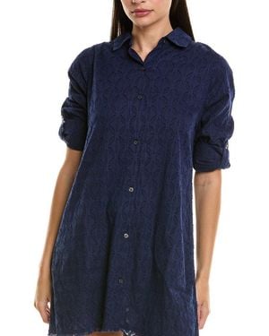 Tommy Bahama Jacquard Boyfriend Shirt - Blue