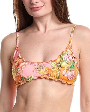 PQ Swim Embroidered Lettuce Edge Bralette Top - Orange