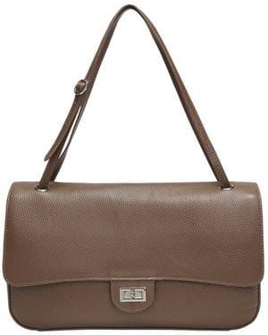 Tiffany & Fred Paris 33Cm Leather Flap Tote - Brown