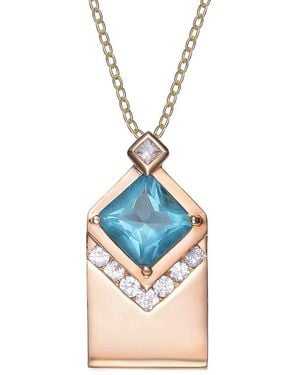 Genevive Jewelry 14k Over Silver Cz Pendant - Blue