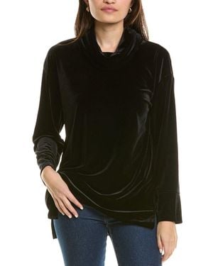 Jones New York Velour Cowl Neck Top - Black