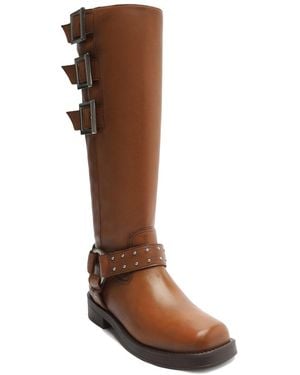 SCHUTZ SHOES Luccia Buckle Leather Boot - Brown