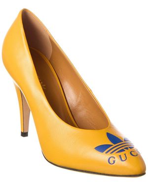 Gucci X Adidas Logo Leather Pump - Yellow