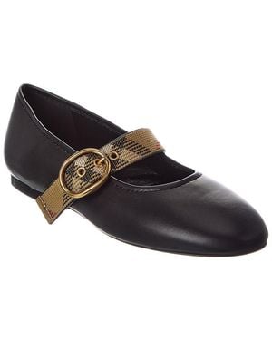 Burberry Check Robin Leather Ballerina Flat - Black