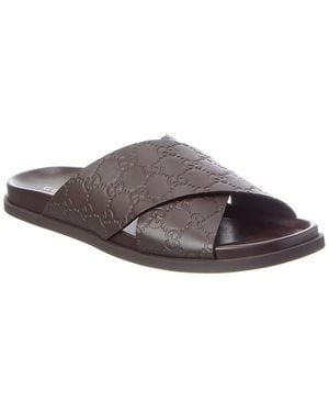 Gucci Gg Leather Sandal - Brown
