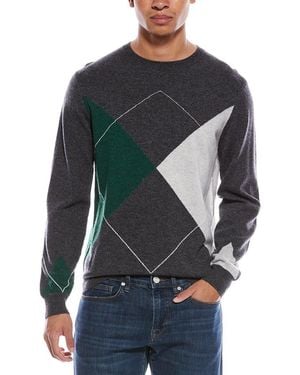 Brodie Cashmere Argyle Wool & Cashmere-Blend Crewneck Jumper - Grey