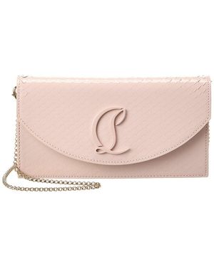Christian Louboutin Loubi54 Embossed Patent Clutch (Authentic Pre-Loved) - Pink