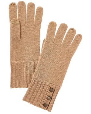Bruno Magli Button Cuff Cashmere Gloves - Natural